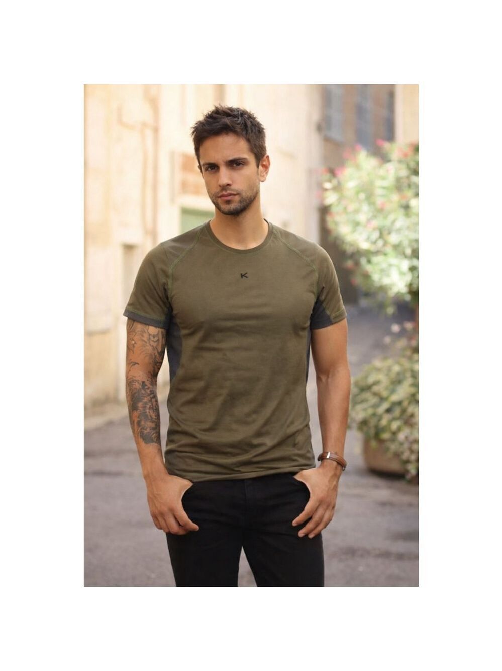 KORAL Men’s Performance Mesh Tee Olive Green Size M Shirt Activewear Gym NWT